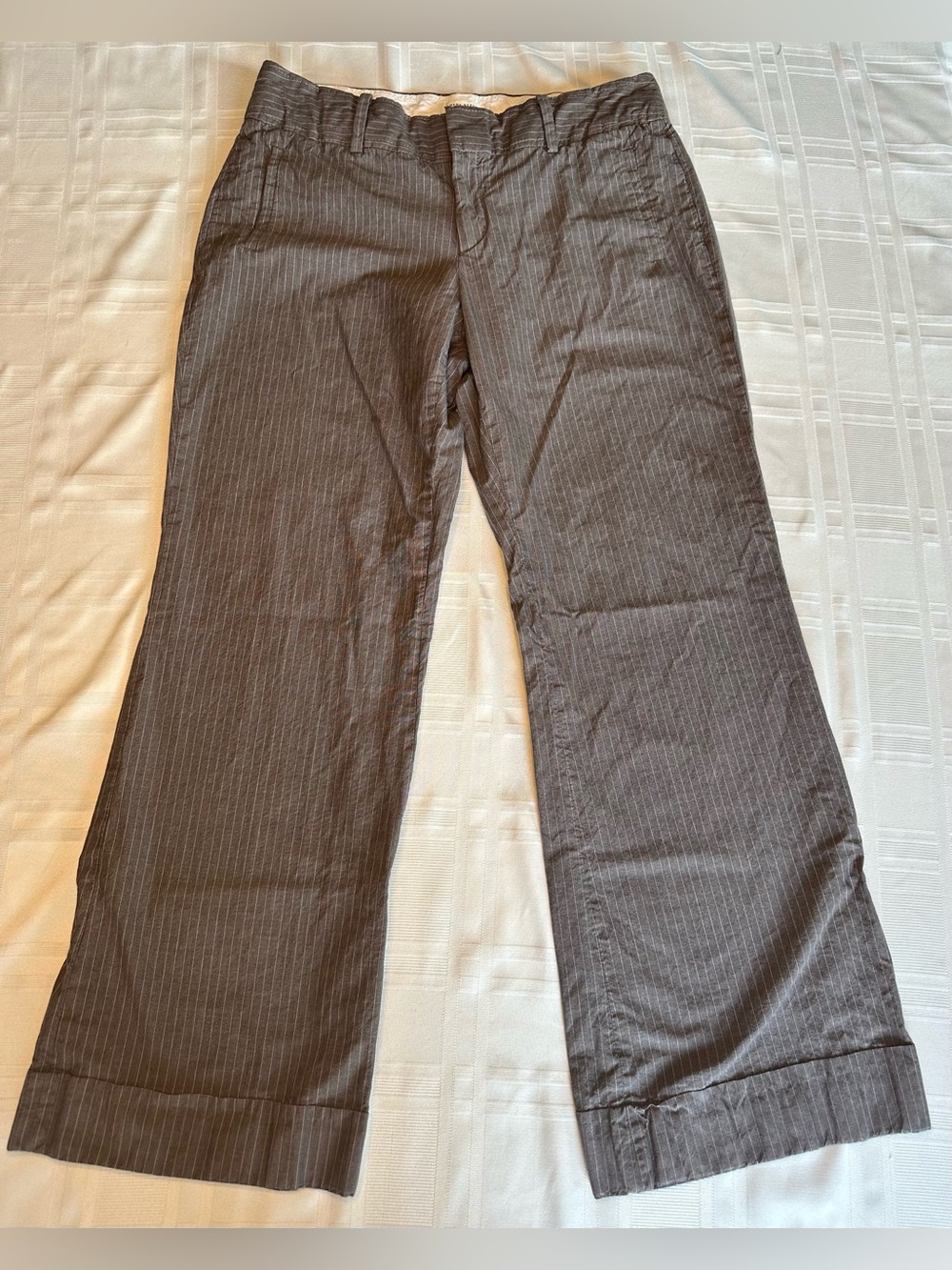 Women’s Banana Republic Jackson Fit Brown Stripped Pants Size 12 Flat Front